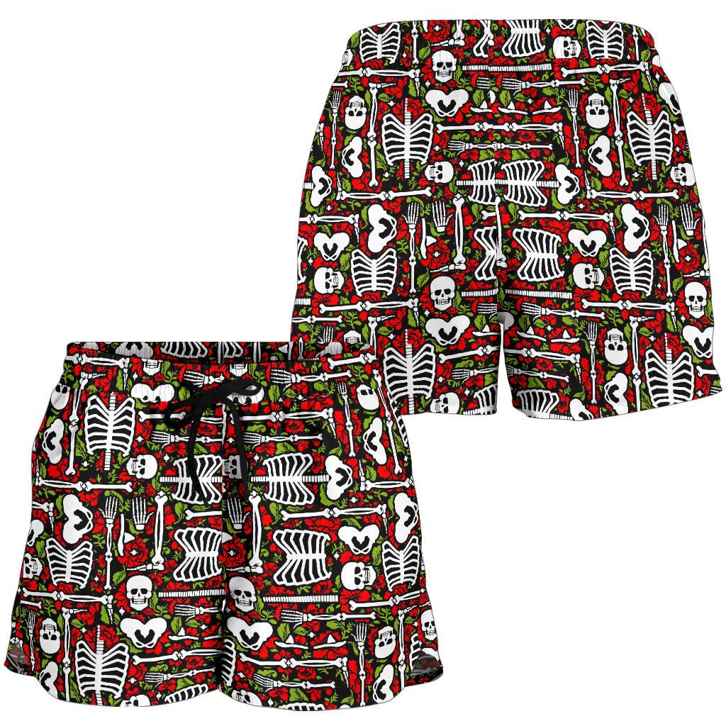 Skeleton Pattern Print Women Shorts-JTAMIGO.COM