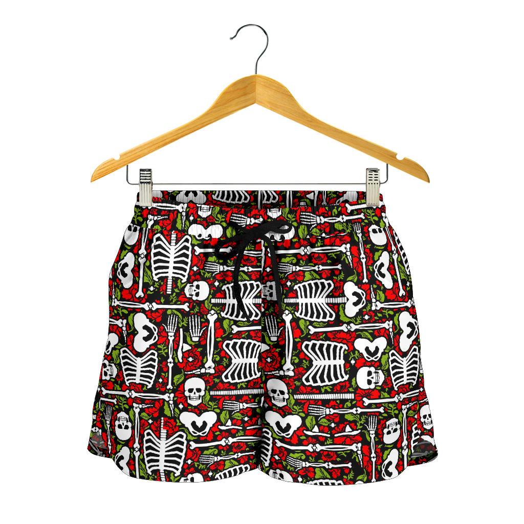 Skeleton Pattern Print Women Shorts-JTAMIGO.COM