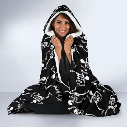Skeleton Style Print Hooded Blanket-JTAMIGO.COM