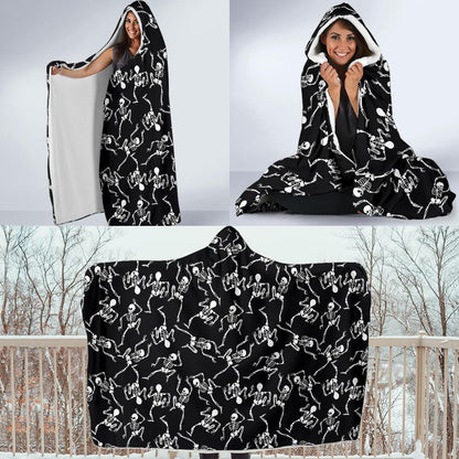 Skeleton Style Print Hooded Blanket-JTAMIGO.COM
