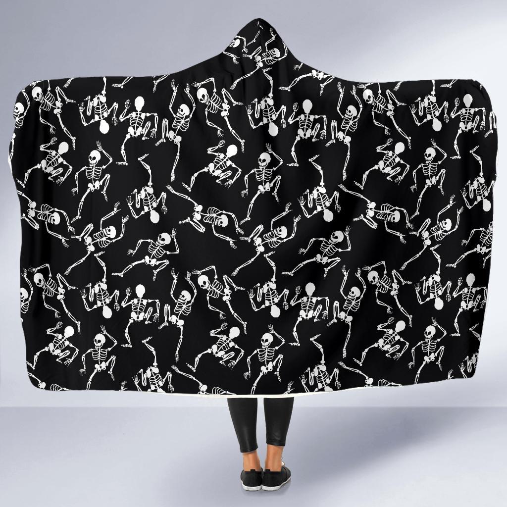 Skeleton Style Print Hooded Blanket-JTAMIGO.COM