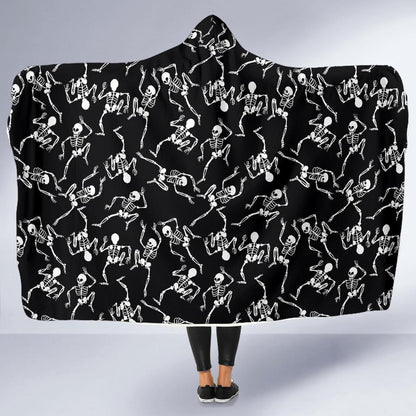 Skeleton Style Print Hooded Blanket-JTAMIGO.COM
