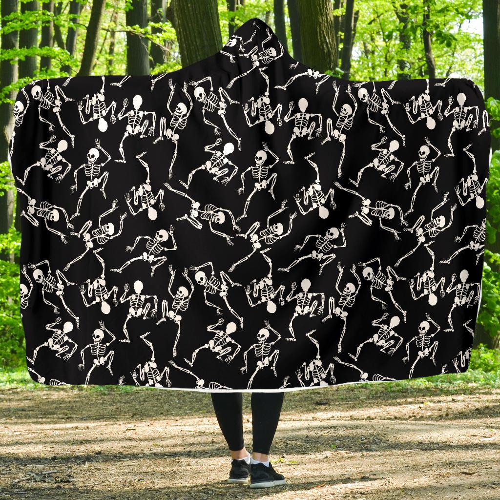 Skeleton Style Print Hooded Blanket-JTAMIGO.COM