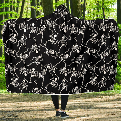 Skeleton Style Print Hooded Blanket-JTAMIGO.COM