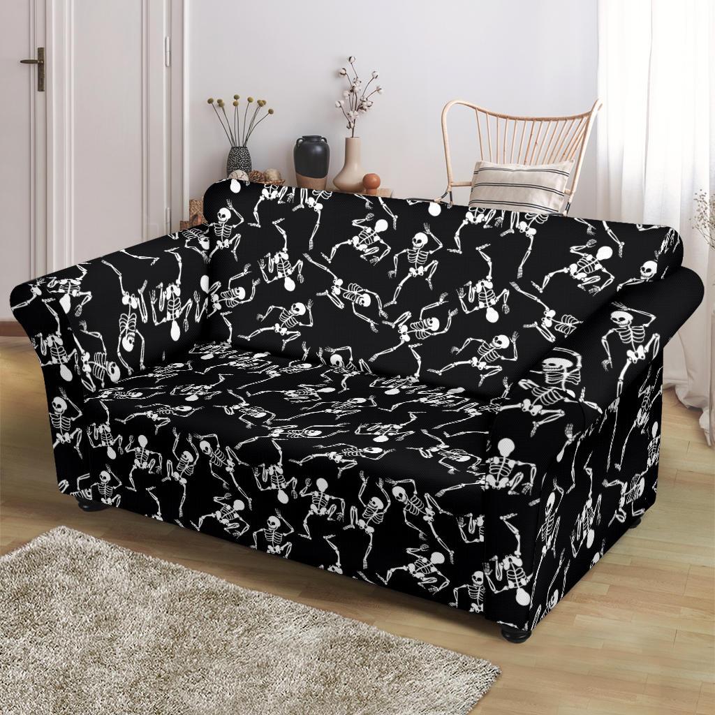 Skeleton Style Print Loveseat Slipcover-JTAMIGO.COM