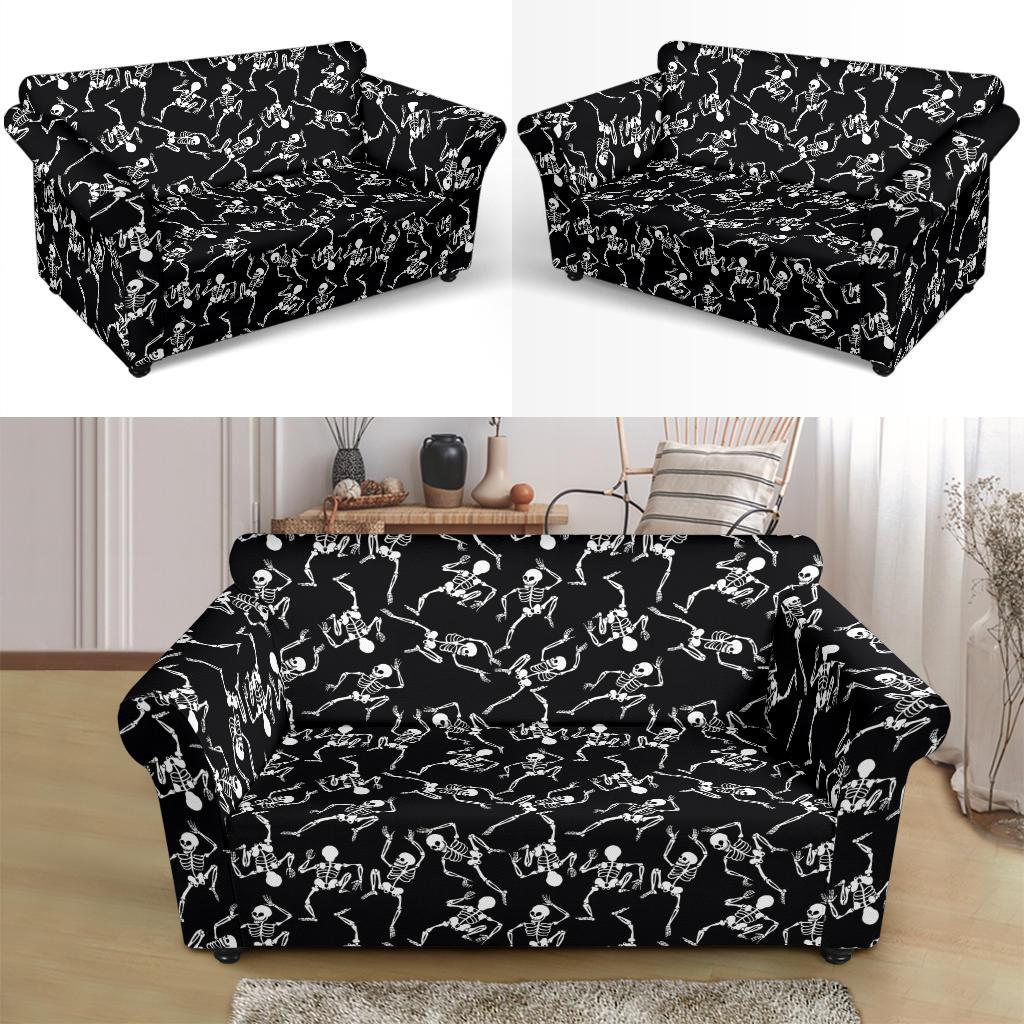 Skeleton Style Print Loveseat Slipcover-JTAMIGO.COM