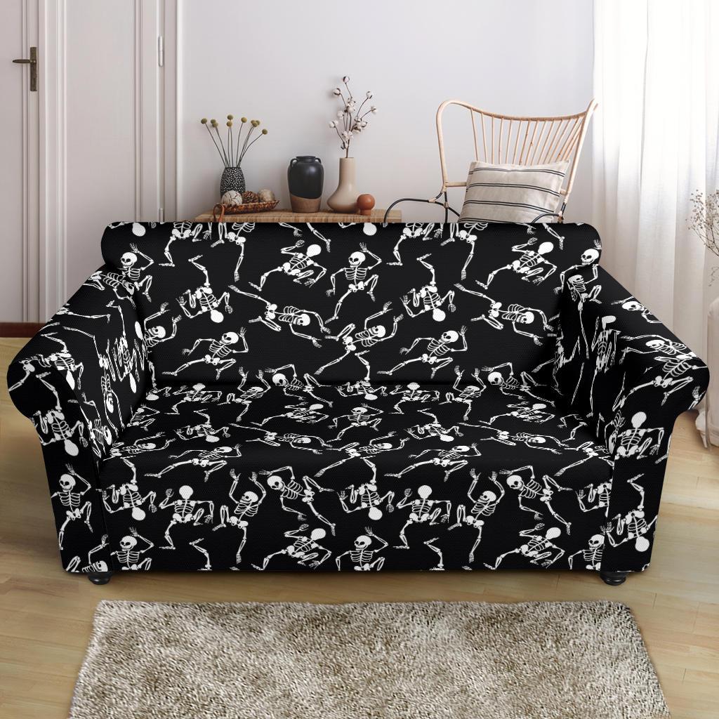 Skeleton Style Print Loveseat Slipcover-JTAMIGO.COM