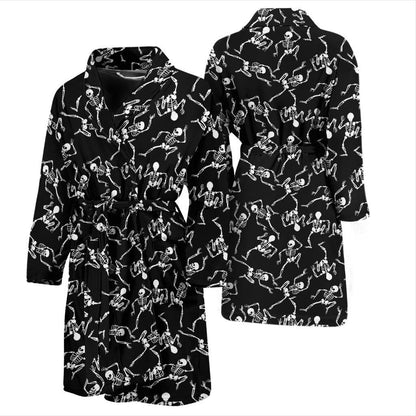 Skeleton Style Print Men Bath Robe-JTAMIGO.COM