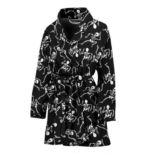 Skeleton Style Print Women Bath Robe-JTAMIGO.COM