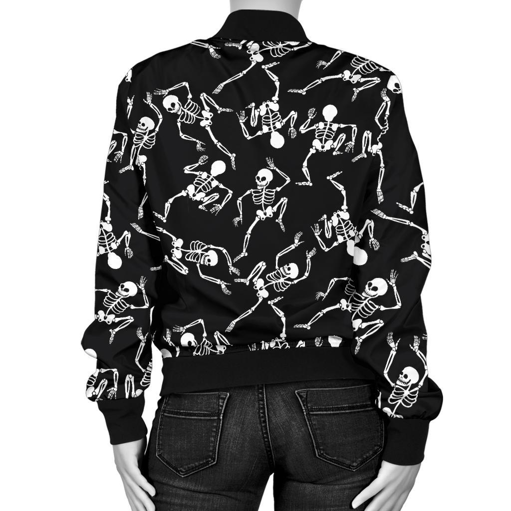 Skeleton Style Print Women Casual Bomber Jacket