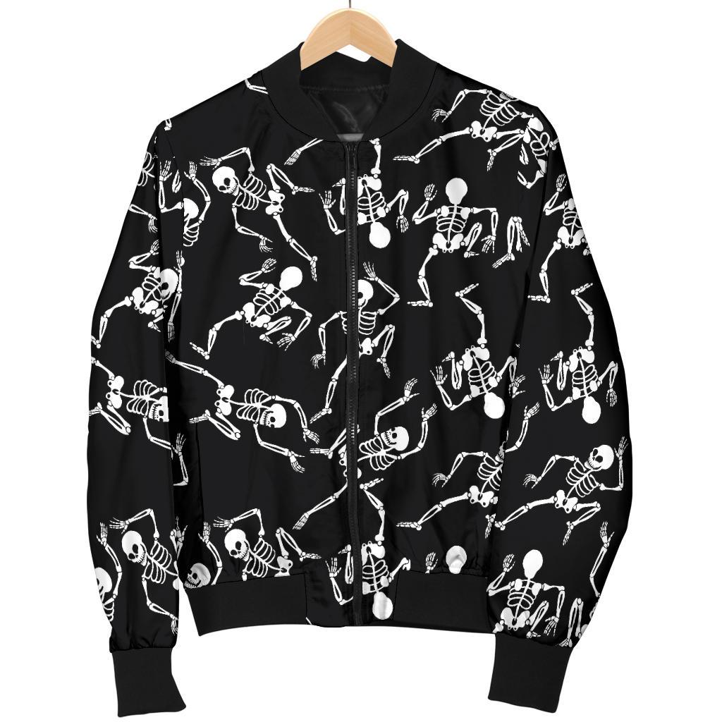 Skeleton Style Print Women Casual Bomber Jacket