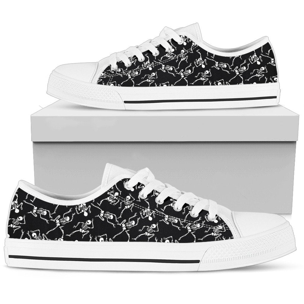 Skeleton Style Print Women Low Top Shoes-JTAMIGO.COM