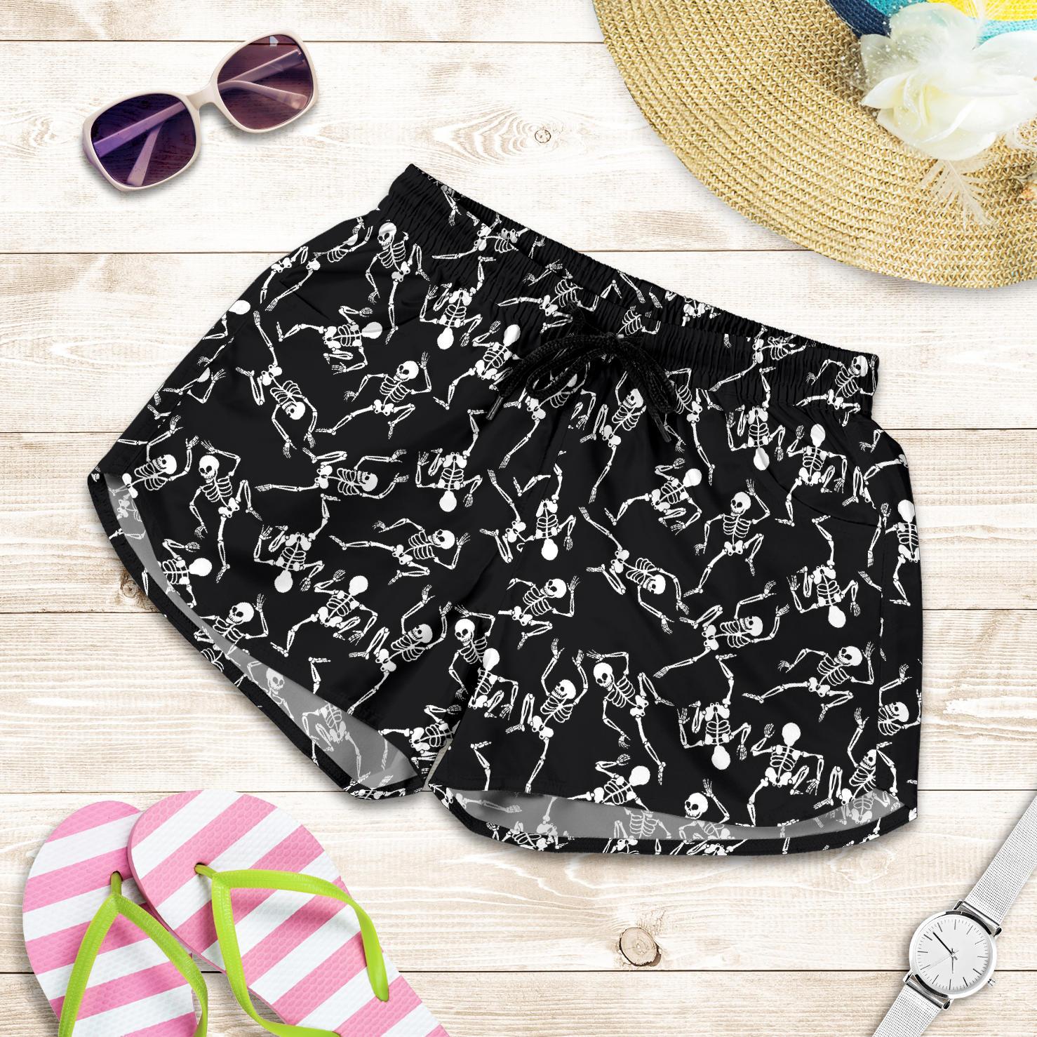 Skeleton Style Print Women Shorts-JTAMIGO.COM