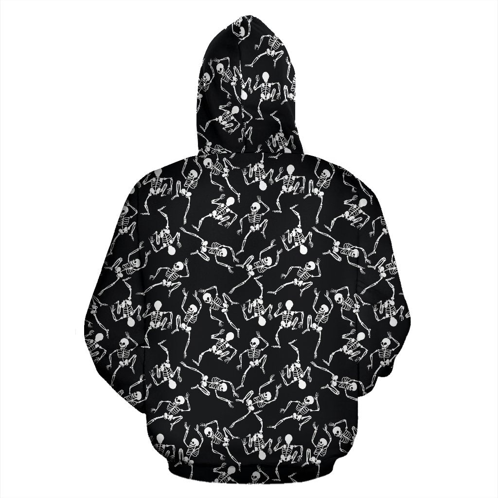 Skeleton Style Print Zip Up Hoodie
