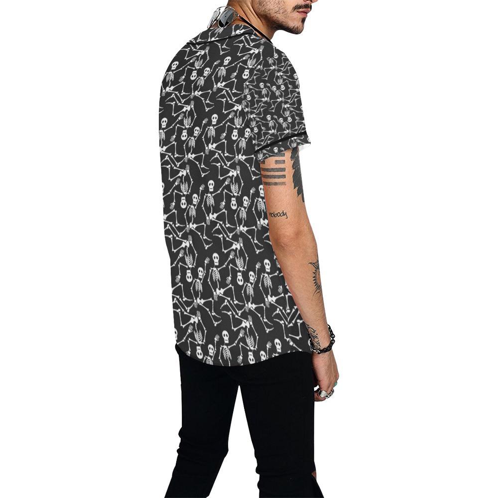 Skeleton Themed Print Baseball Jersey-JTAMIGO.COM