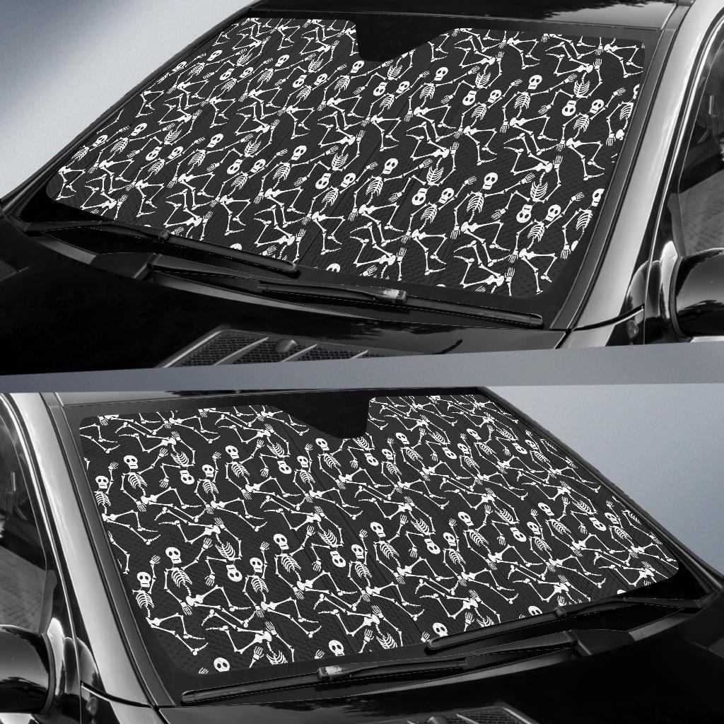 Skeleton Themed Print Car Sun Shade For Windshield