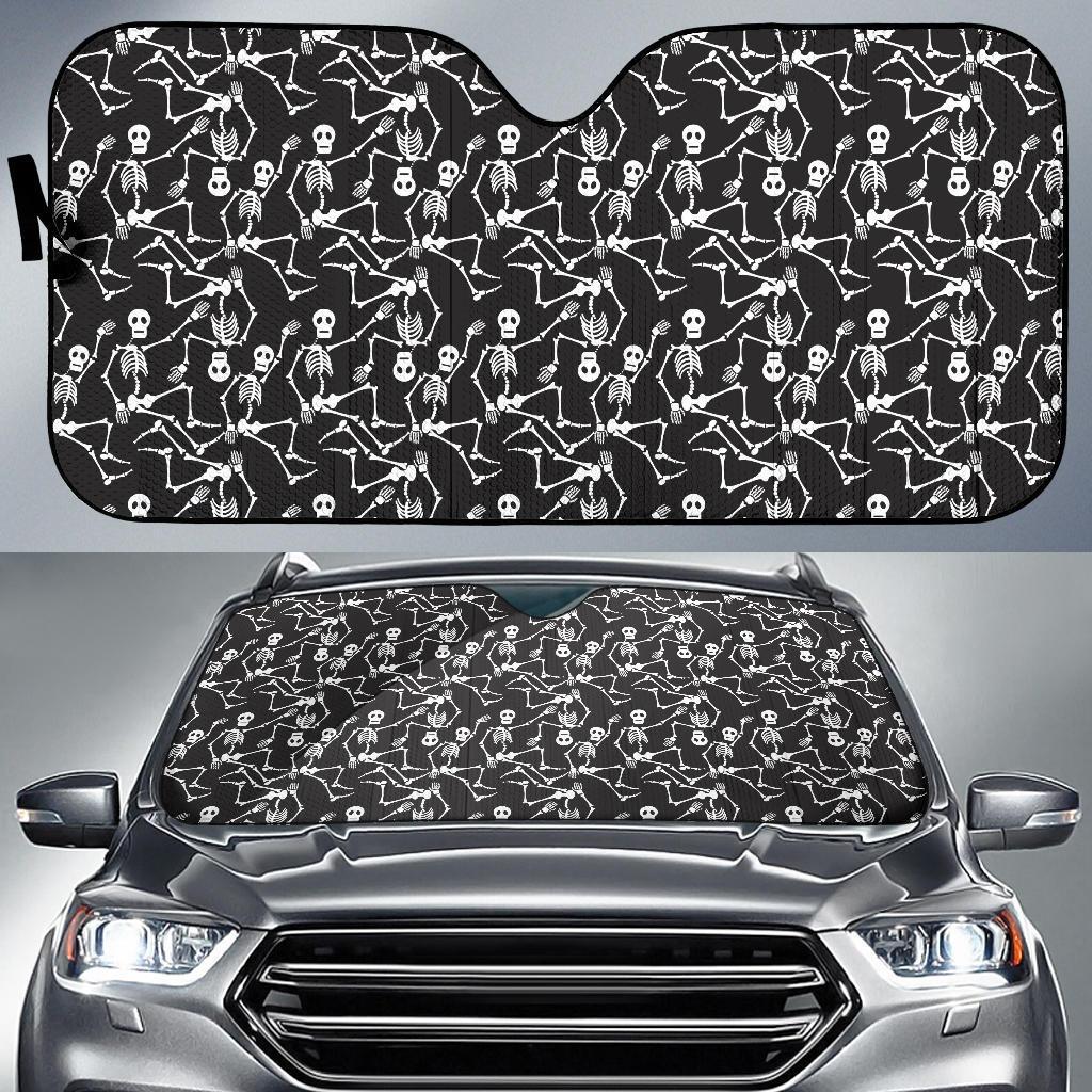 Skeleton Themed Print Car Sun Shade For Windshield