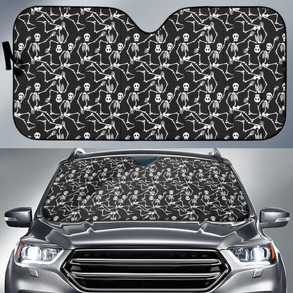 Skeleton Themed Print Car Sun Shade For Windshield