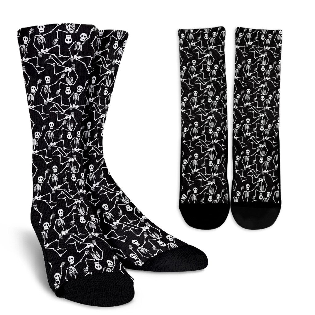 Skeleton Themed Print Crew Socks
