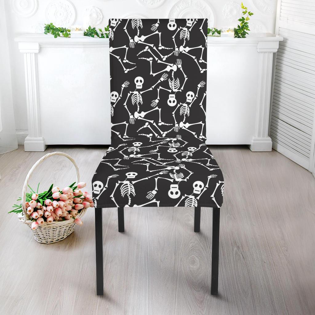 Skeleton Themed Print Dining Chair Slipcover-JTAMIGO.COM