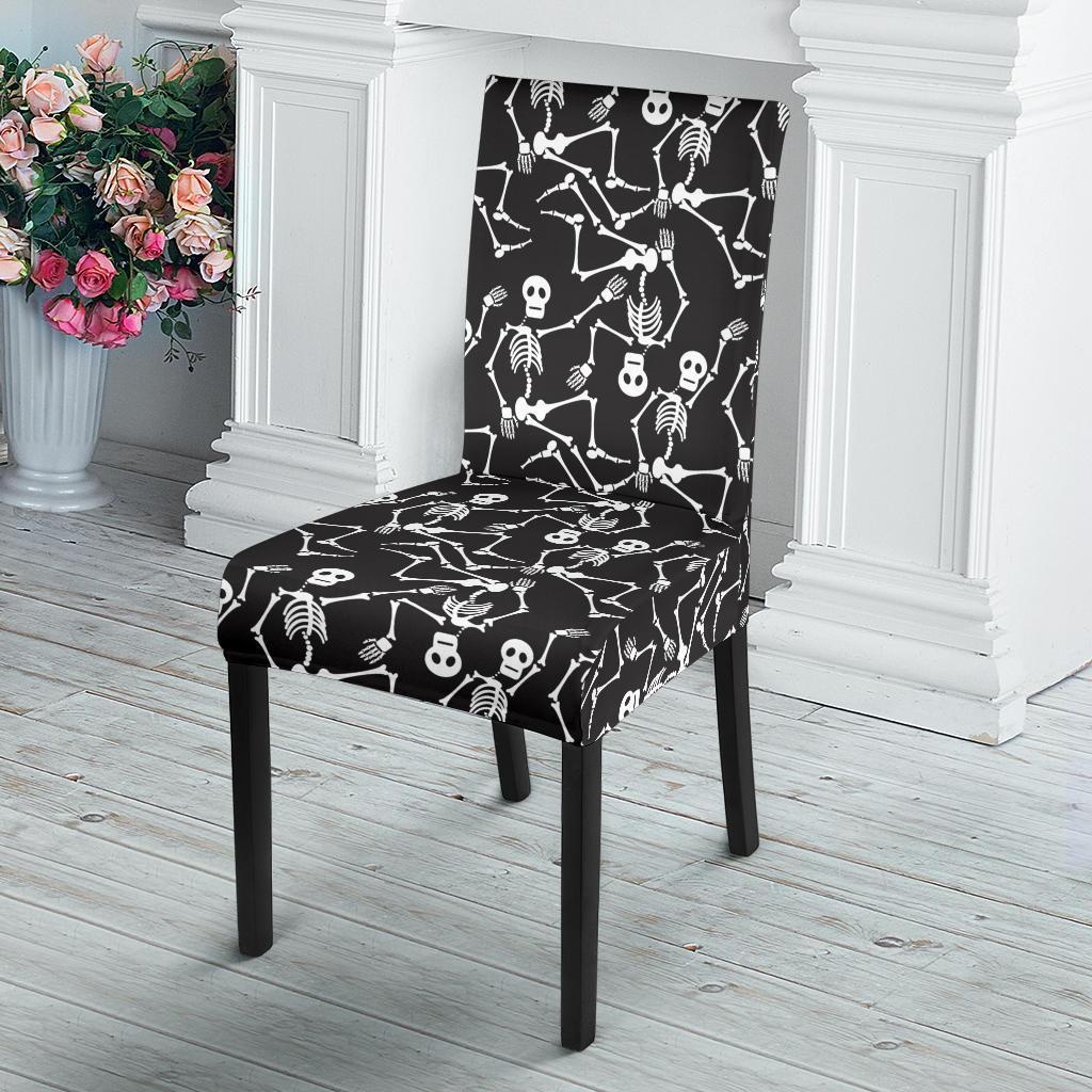 Skeleton Themed Print Dining Chair Slipcover-JTAMIGO.COM