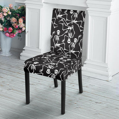 Skeleton Themed Print Dining Chair Slipcover-JTAMIGO.COM
