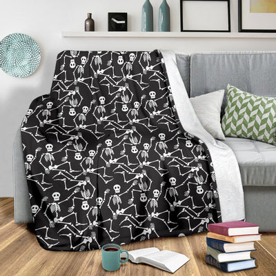 Skeleton Themed Print Fleece Blanket