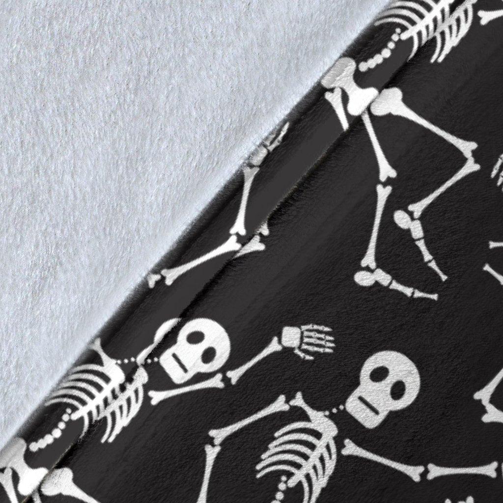 Skeleton Themed Print Fleece Blanket