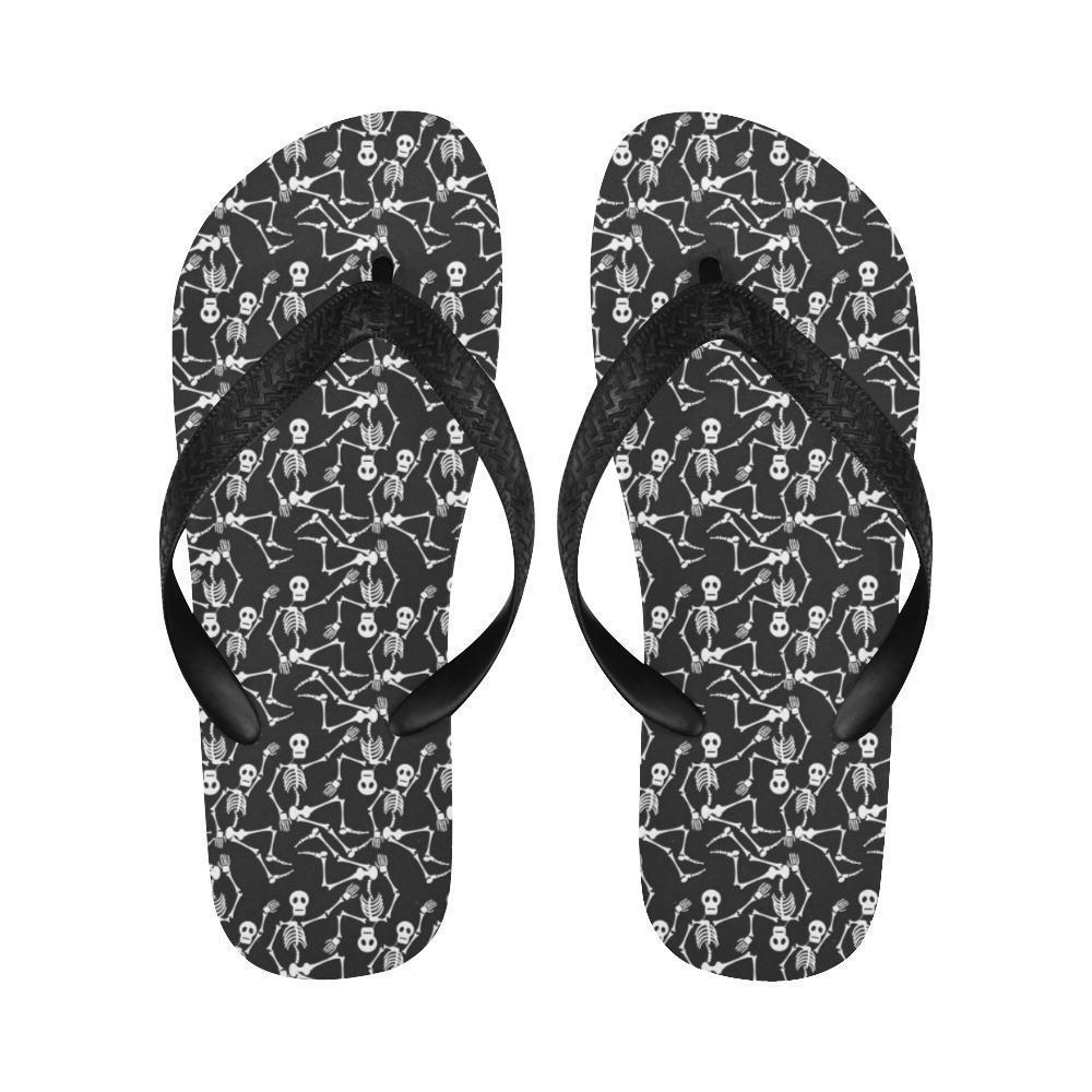 Skeleton Themed Print Flip Flops-JTAMIGO.COM
