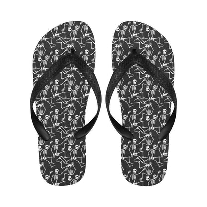 Skeleton Themed Print Flip Flops-JTAMIGO.COM