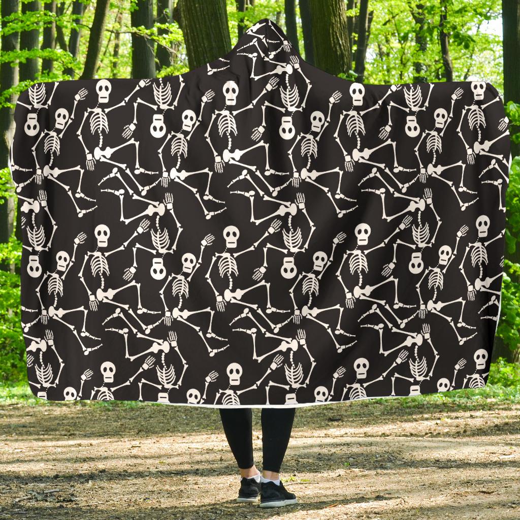 Skeleton Themed Print Hooded Blanket-JTAMIGO.COM