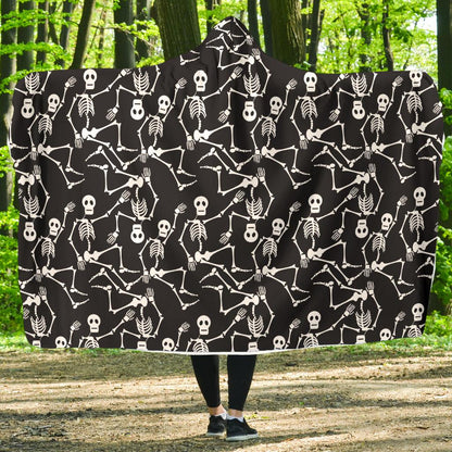 Skeleton Themed Print Hooded Blanket-JTAMIGO.COM