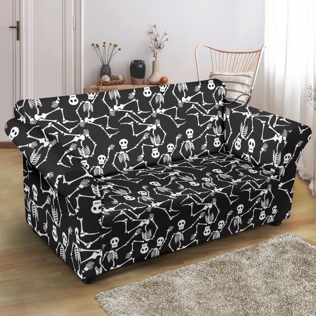 Skeleton Themed Print Loveseat Slipcover-JTAMIGO.COM