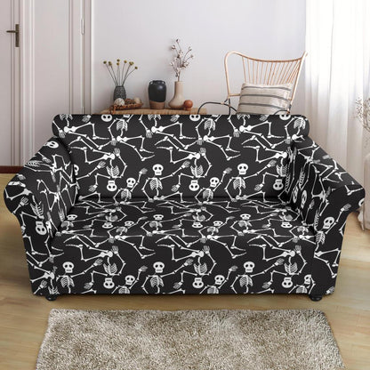 Skeleton Themed Print Loveseat Slipcover-JTAMIGO.COM