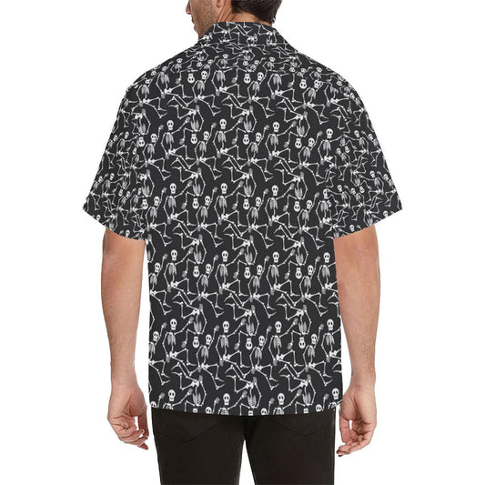 Skeleton Themed Print Men Aloha Hawaiian Shirt