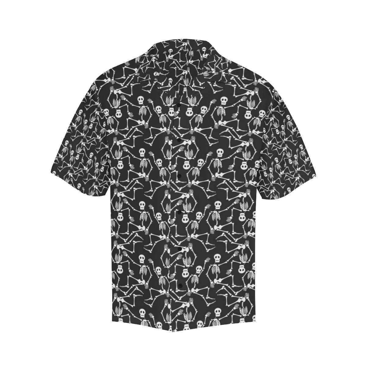 Skeleton Themed Print Men Aloha Hawaiian Shirt