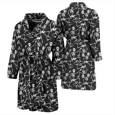 Skeleton Themed Print Men Bath Robe-JTAMIGO.COM