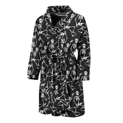 Skeleton Themed Print Men Bath Robe-JTAMIGO.COM