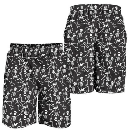 Skeleton Themed Print Mens Shorts-JTAMIGO.COM