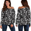 Skeleton Themed Print Off Shoulder Sweatshirt