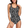 Skeleton Themed Print One Piece Swimsuit-JTAMIGO.COM