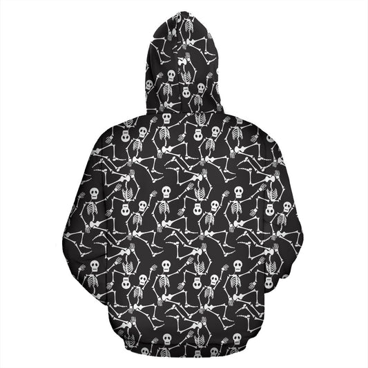 Skeleton Themed Print Pullover Hoodie