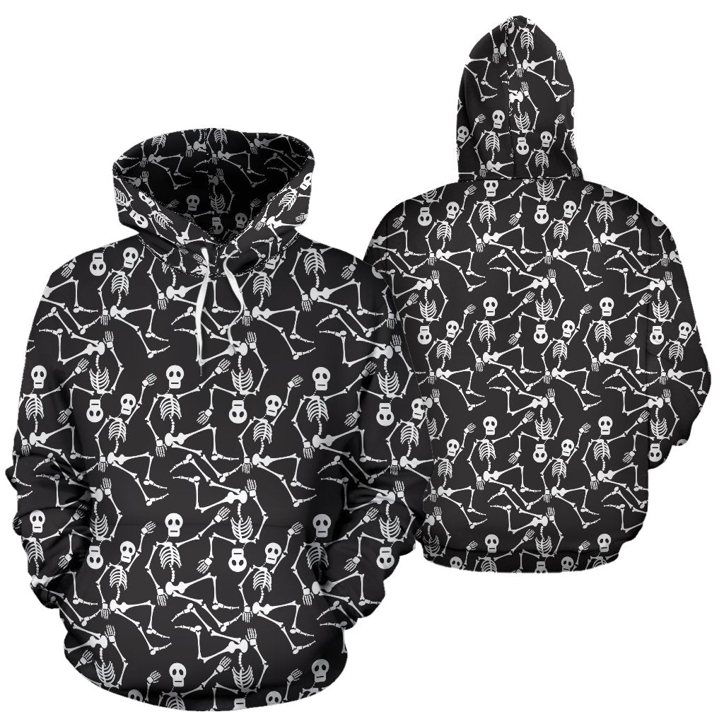 Skeleton Themed Print Pullover Hoodie