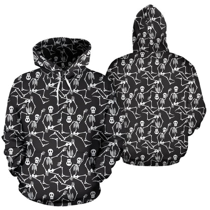 Skeleton Themed Print Pullover Hoodie