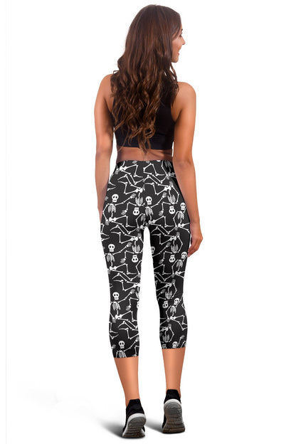 Skeleton Themed Print Women Capris