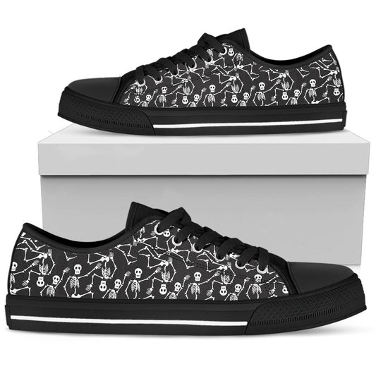 Skeleton Themed Print Women Low Top Shoes-JTAMIGO.COM