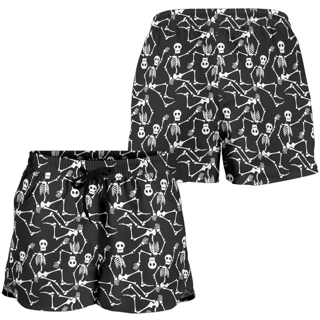 Skeleton Themed Print Women Shorts-JTAMIGO.COM