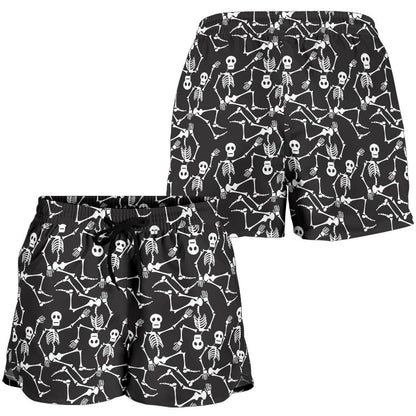 Skeleton Themed Print Women Shorts-JTAMIGO.COM