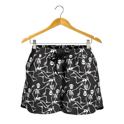 Skeleton Themed Print Women Shorts-JTAMIGO.COM