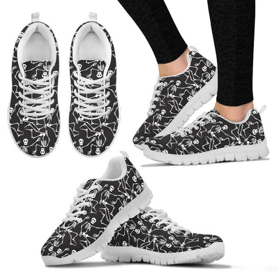 Skeleton Themed Print Women Sneakers Shoes